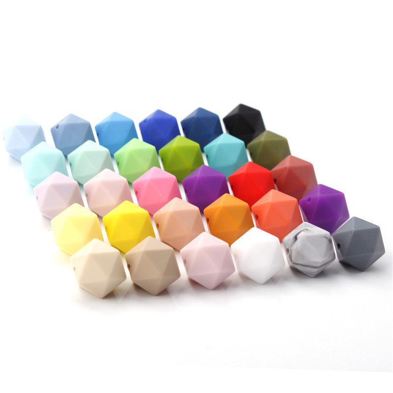 

50pcs 14mm Silicone Icosahedron Teething Beads Bpa Free Baby Teether Necklace Bracelet Accessories Infant Nursing Pacifier Chain 220407