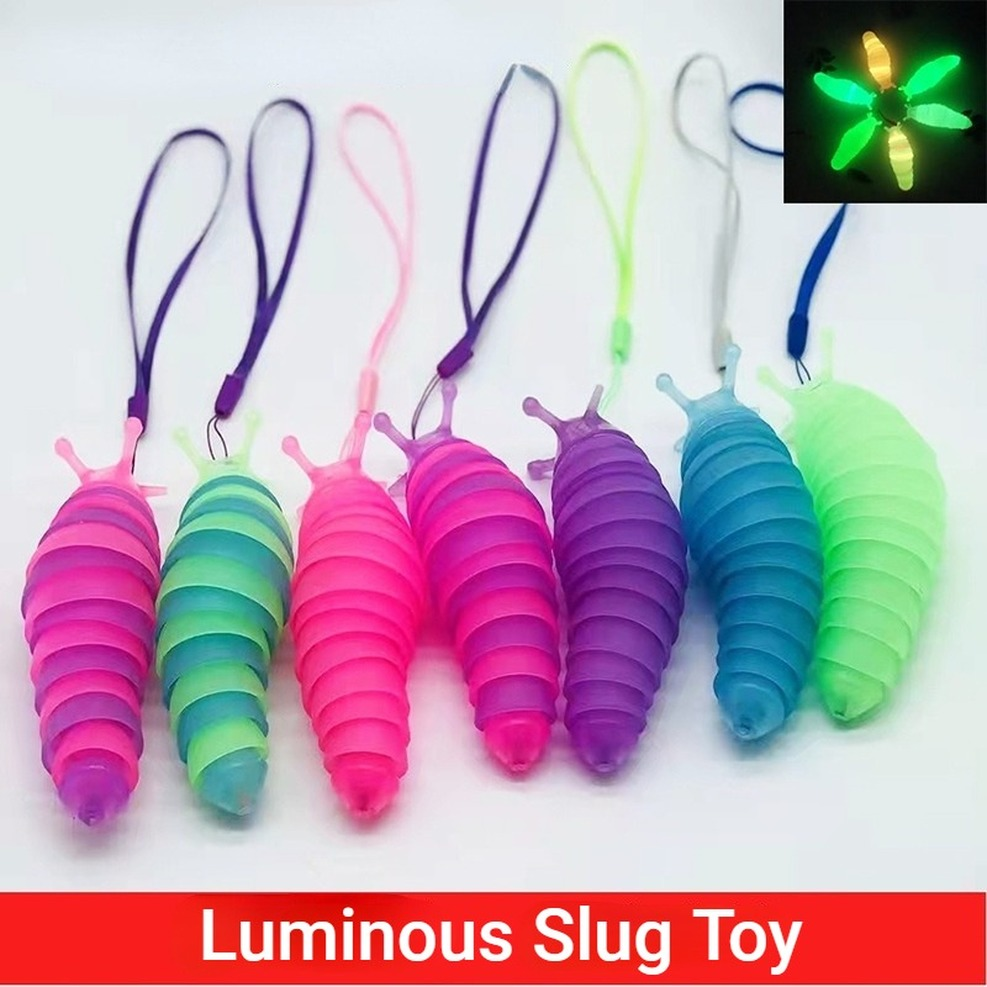 

New Fluorescence Articulated Slug Flexible 3D Fidget Slug Toy Fidget Toys for All Ages Toy Desk Toy Desktop Ornament Kids Gift sxaug19