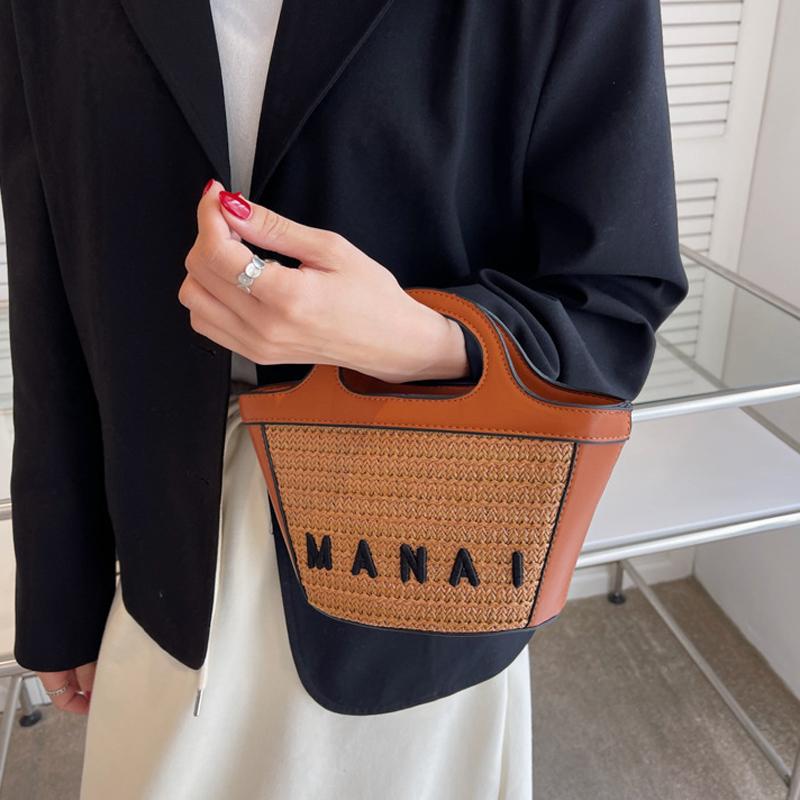 

Evening Bags Fashion Summer Straw Bag For Women Luxury Beach Handbag 2022 Small Woven Rattan Handbags Tote Ladies HolidayEvening, White big size