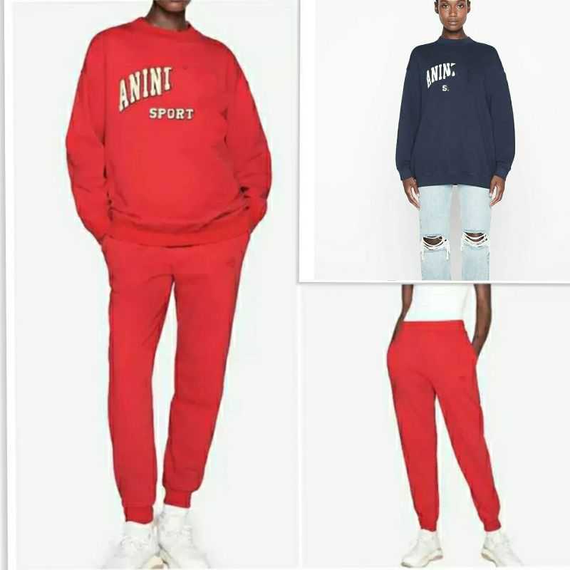 

Women's Hoodies Vitality recharge anie bin letter hand embroidery flower loose red plush sweater women's AB winter new pants, Pant