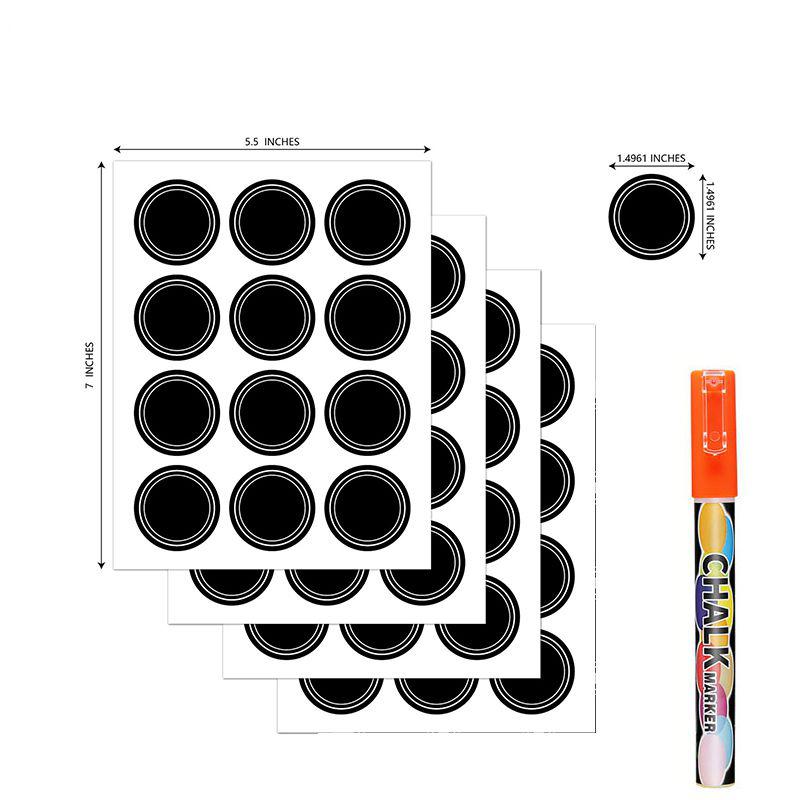 

Wall Stickers Round Shape Removable Blackboard Spice For DIY Kitchen Jars With Marker PVC Water-Proof Labels Chalk Salt Bottle