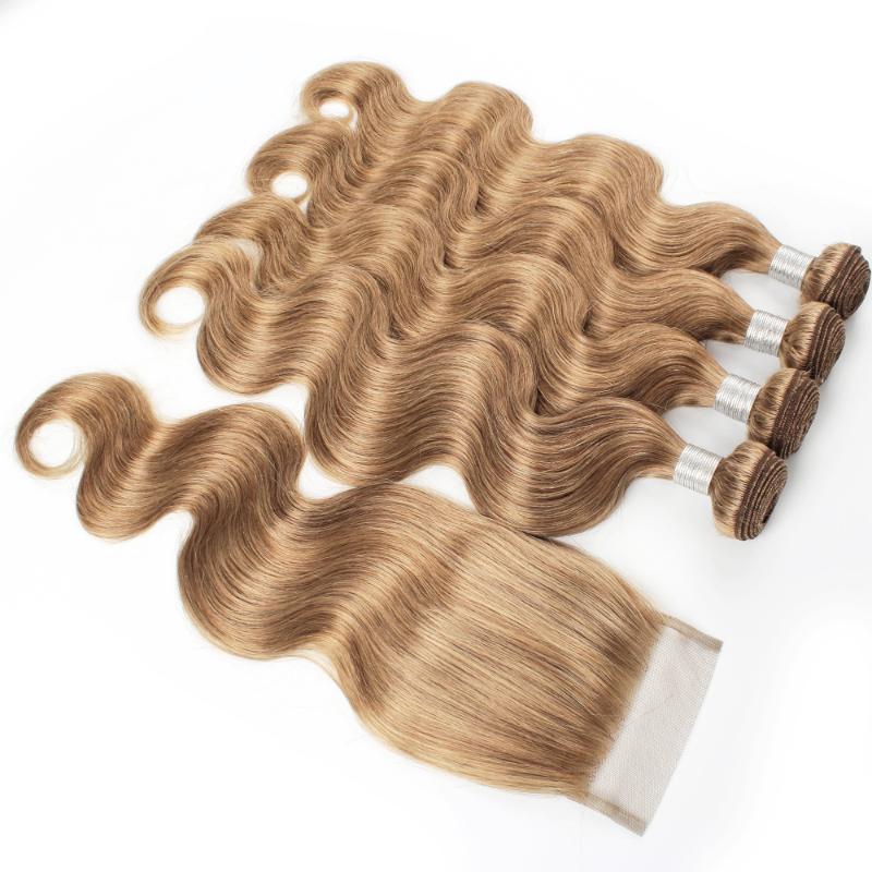 

Human Hair Bulks Body Wave Color 8 Ash Blonde 2/3/4 Bundles With 4x4 Closure Free Part Remy Weave Extension 95-100g/PC AlmacHuman BulksHuman