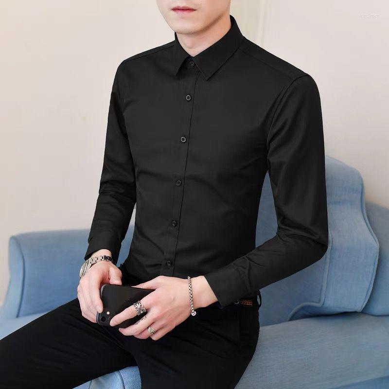 

Men's Dress Shirts -6xl Four Seasons Casual Solid Professional Large Slim Fit Shirt Top Business CasualMen's Vere22, Black