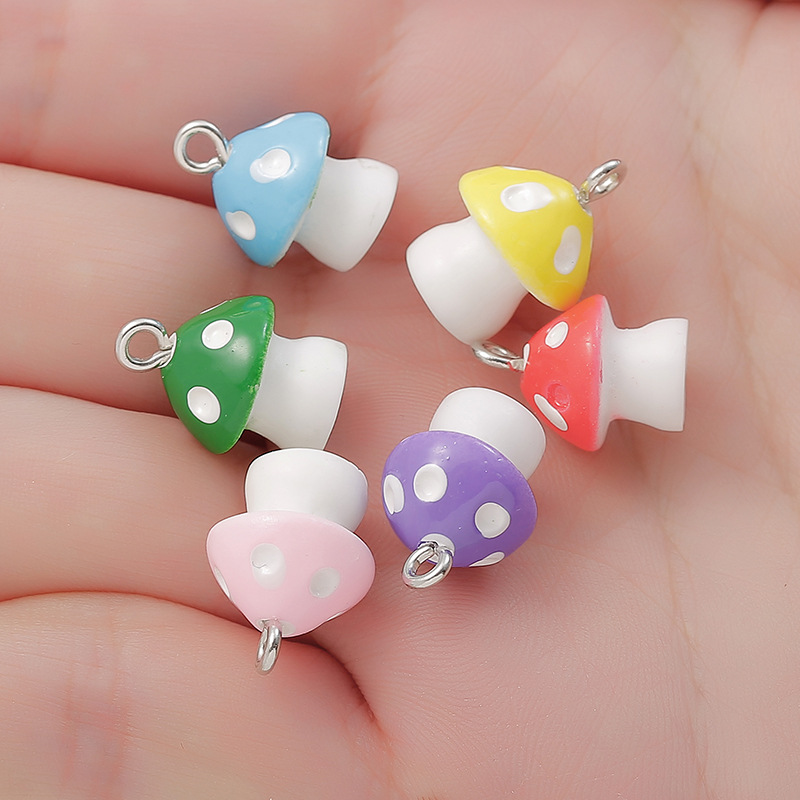 

Bulk 200pcs Plastic 3D mushroom Charms Diy Findings Keychain Bracelets Pendant For Kid Jewelry Making