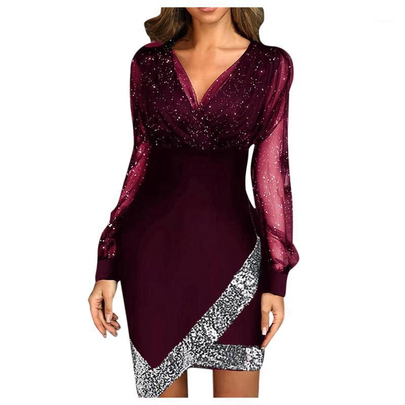 

Casual Dresses Elegant Party Dress Women' Solid Color Sequins Long Sleeve A-Line Neck Sexy Slim Mini Vestido De Mujer 2022, Black