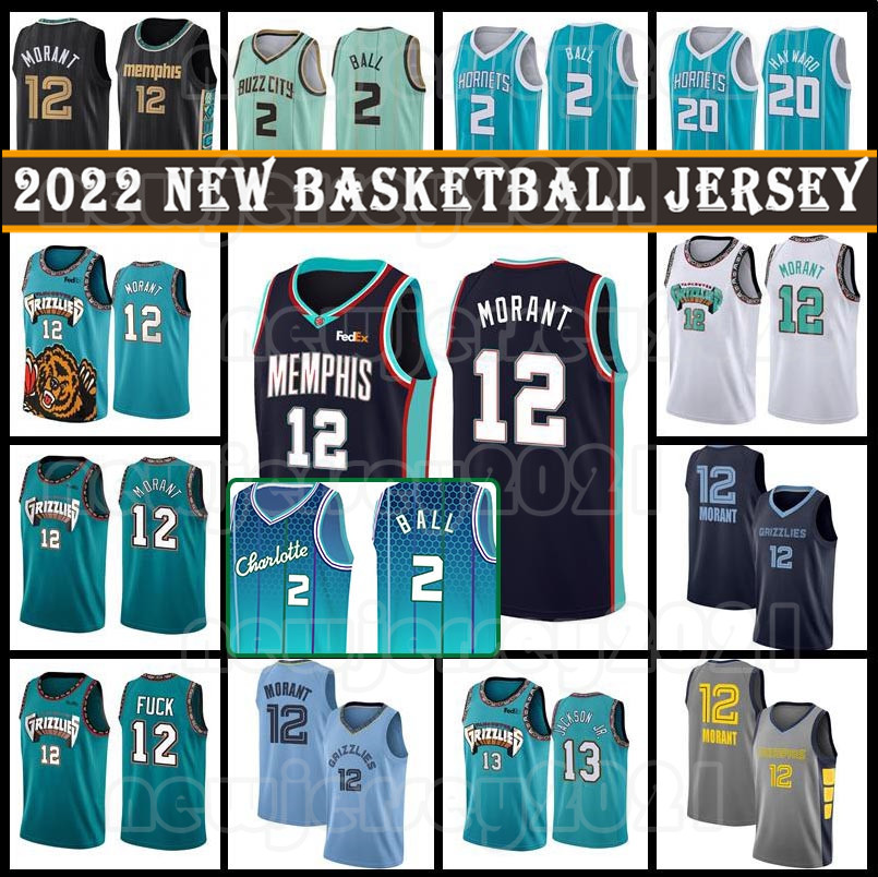 

Grizzlies''Memphis''Ja 12 Morant Jersey Charlotte''Hornets''LaMelo 2 Ball Gordon 20 Hayward Jaren 13 Jackson Jr Men 2022 New City Basketball, Men jersey
