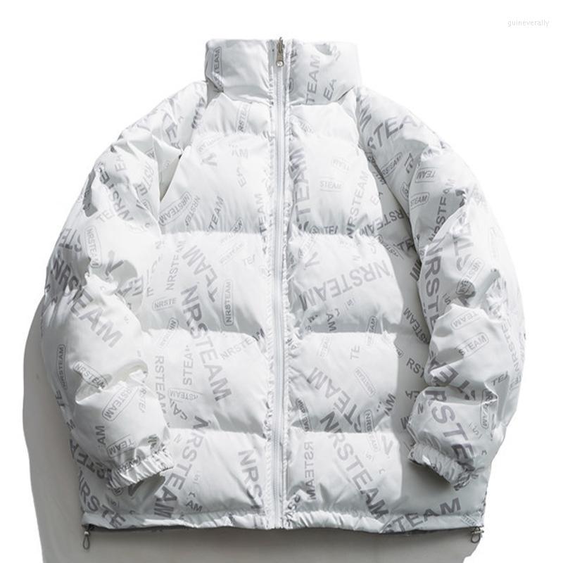 

Men' Down & Parkas LACIBLE Hip Hop Thick Warm Parka Jackets Streetwear Full Print Pattern Zip Jacket Winter Harajuku Padded Coats Guin22, Orange