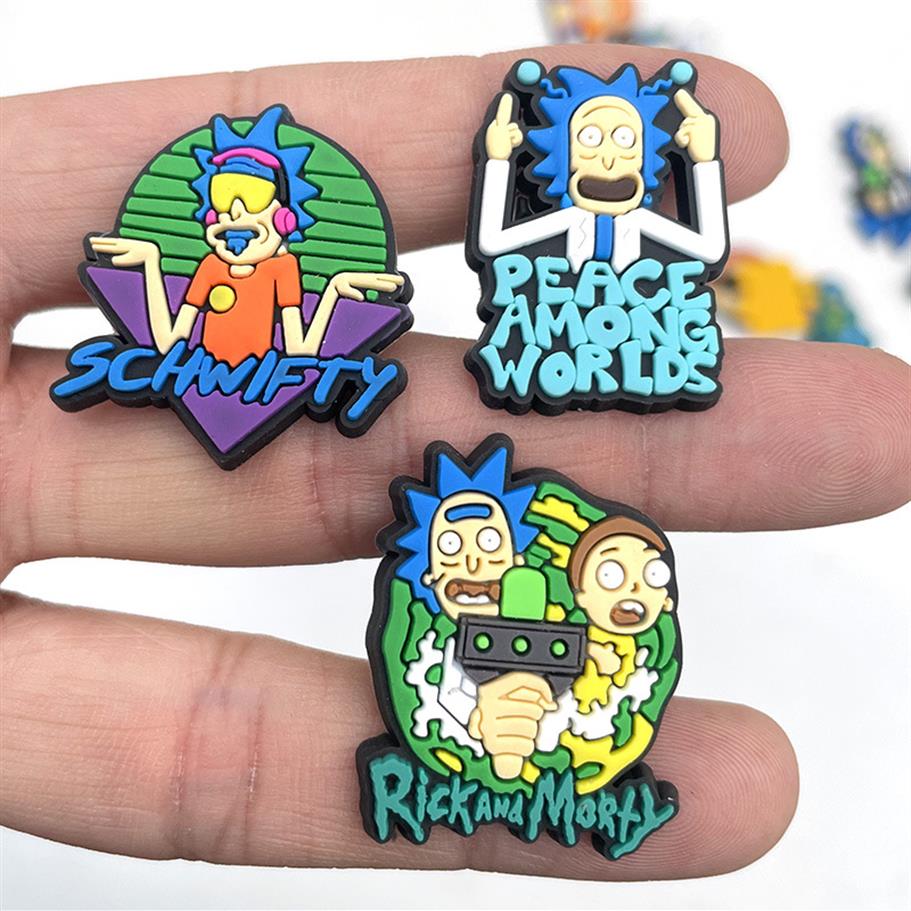

1PCS PVC Cute Cartoon Rick and Morty Shoe Charms DIY Funny Shoe Accessories Fit Croc Clogs Decorations Buckle Unisex Gifts Jibz270W