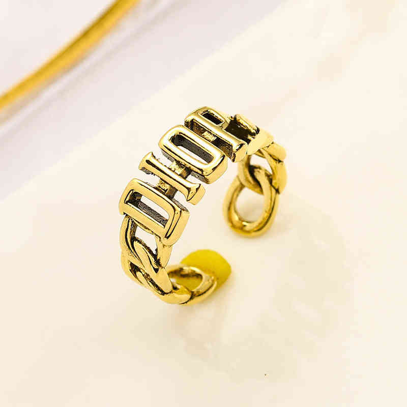 Fine simple style brass letter ring lesbian open adjustable ring-image-782752656