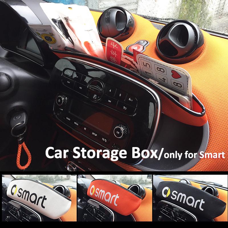 

Car Organizer 2009-2022 Front Dashboard Storage Box PU Leather Container For Smart 450 451 453 Fortwo Forfour