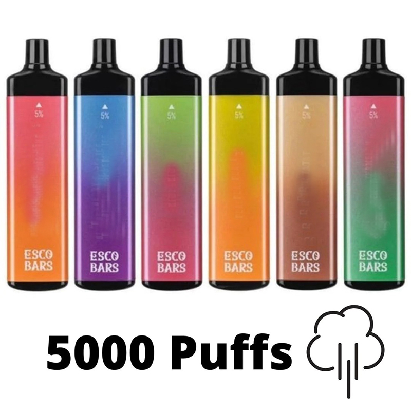 

Esco Bars Mega Disposable E cigarettes 5000 Puffs Vape Pen 800mAh Rechargeable Battery 14ml Pre-filled Vapor Mesh Coil Cartridge Device cigvapes