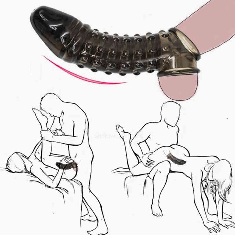 Massager Vibrator Sexy Toys Silicone Reusable Penis Sleeve Flexible Glans Enlarger Extender Delay Ejaculation No Vibrators Adult Sex for Men-image-796721646