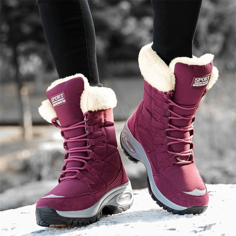 

Winter Women Boots High Quality Keep Warm Mid-Calf Snow Boots Women Lace-up Comfortable Ladies Boots Chaussures Femme 220813, White