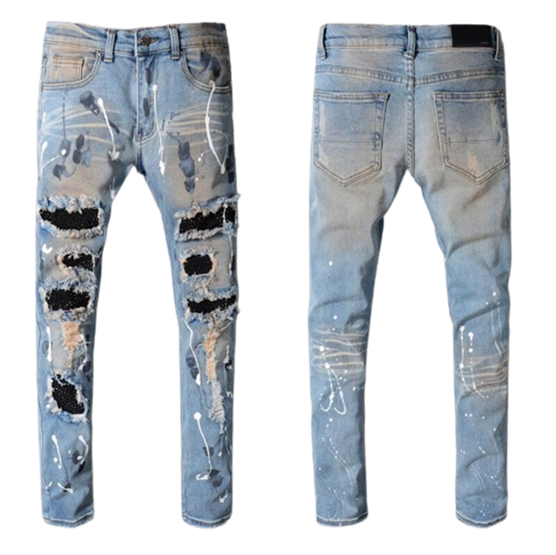 

2022 BLM Mens Designer Jeans Distressed Ripped Biker Slim Fit Motorcycle Bikers Denim For Men s Fashion Mans Black Pants pour hommes#605
