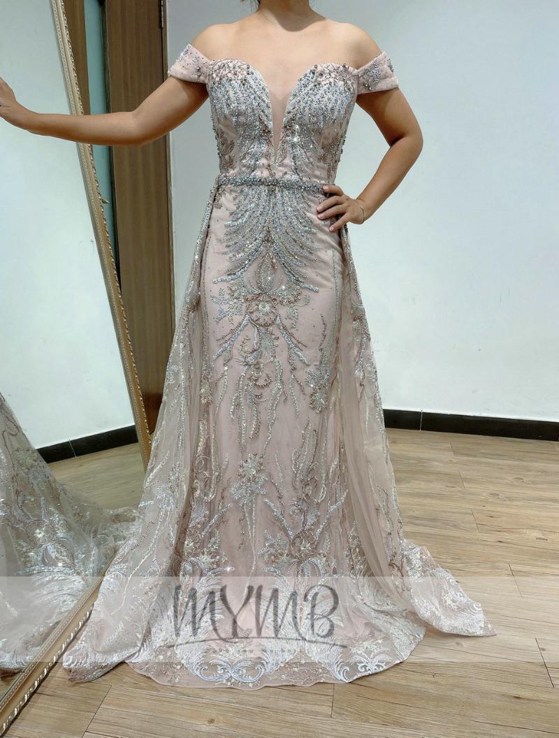 

Runway Dresses Stunning Dubai Evening Wedding Gowns Off Shoulder Lace Embriodery Apron Skirt Prom Party Plus Size Vestidos De FiestaRunway, Blue