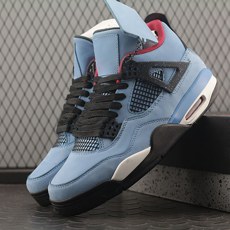 

Brand Shoes News Top Men Jumpman 4 4s Luxury Basketball Kaws Travis Scotts Cactus Jack Women's OG Suede blue Trainer, All with logo