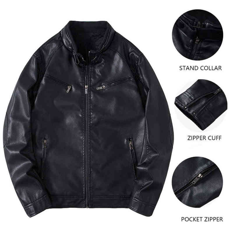 

Men's Leather Jacket Autumn Motorcycle PU Leahter Jacket for Male Stand Collar Casual chaquetas de cuero hombre Coat 4XL T220728, Bs609-pol-dark red