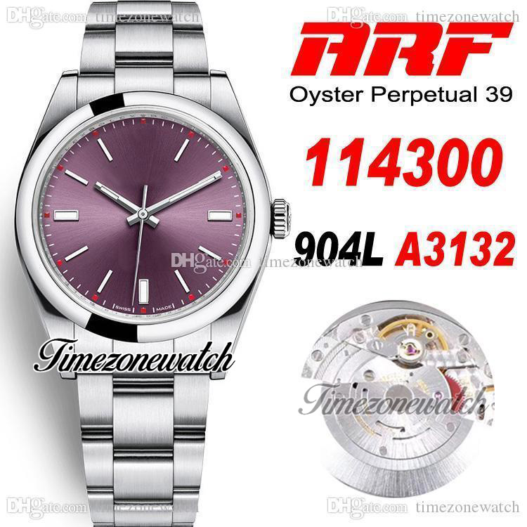 

ARF 39mm 114300 SH3132 Automatic Mens Watch Polished Bezel Red Grape Dial 904L Steel OysterSteel Bracelet Warranty Card Super Edition Timezonewatch R03, Custom warranty card
