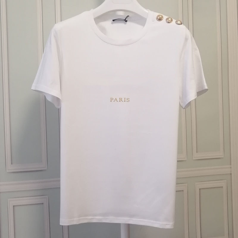 

Womens T-shirt Bronzing Printing Letter Women Designer Clothes short sleeve tshirt Girl Female summer T-shirt fashion Clothing New X- 20 Colors, Black + gold lettering + gold buckle