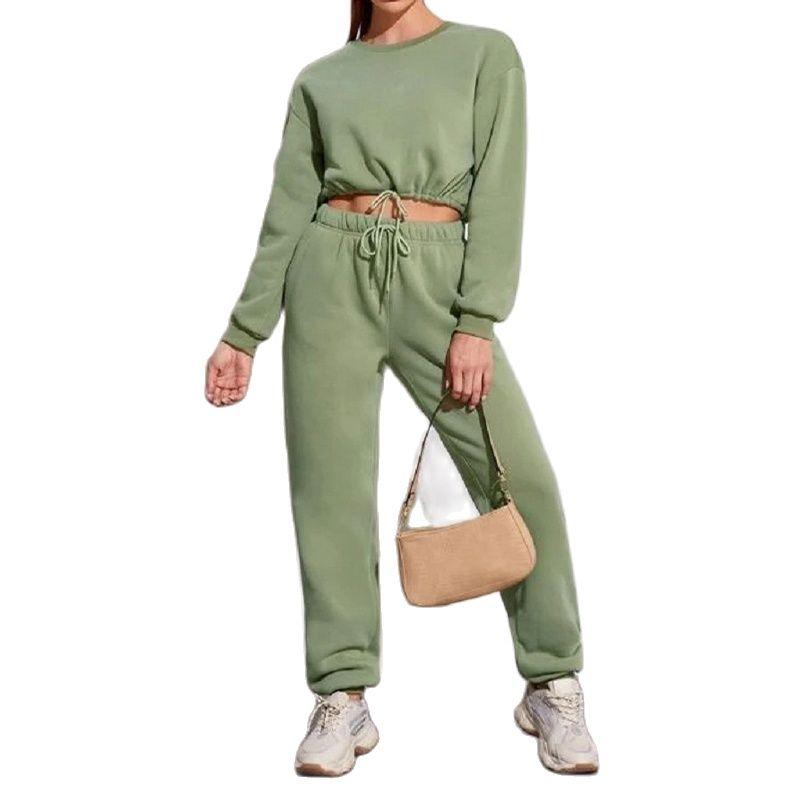 

Women' Two Piece Pants Casual Long Sleeve Skirt With Short Backdrop Top And High Life Jogging Set Of Solid Loosened Female Pieces, Blue