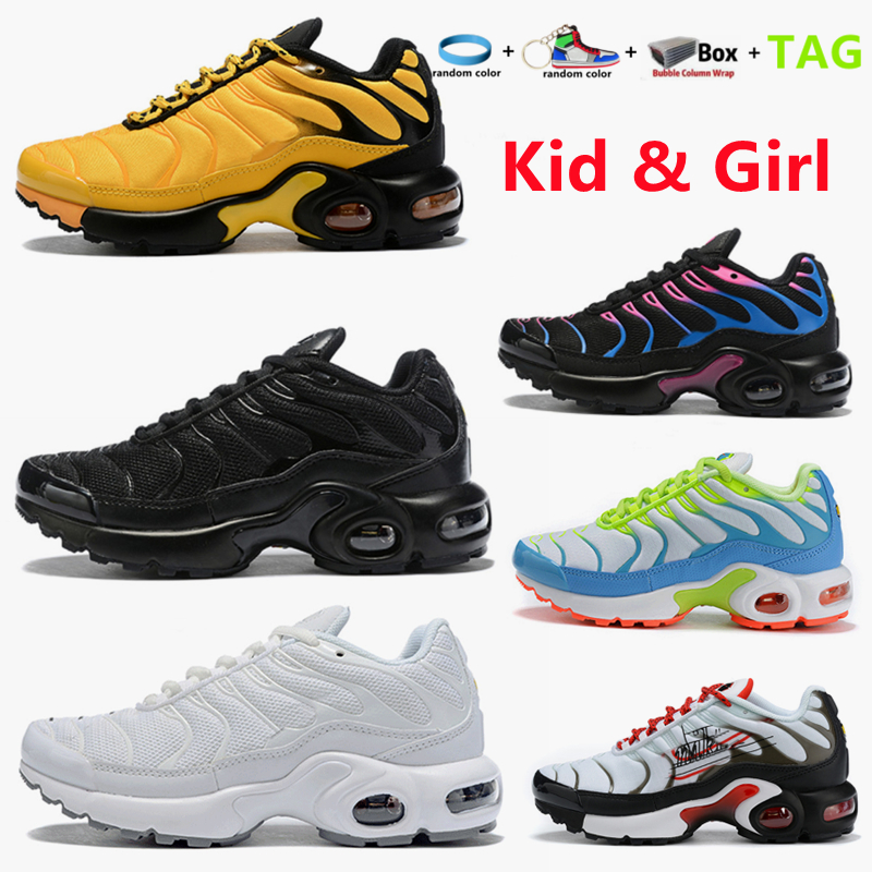 

2022 High Quality TN Children Sneaker Running Shoes Black Royal White Mint Green Triple Black Orange Boy Girl Gradeschool Child Outdoor Trainers Sneakers Bred, Shoebox