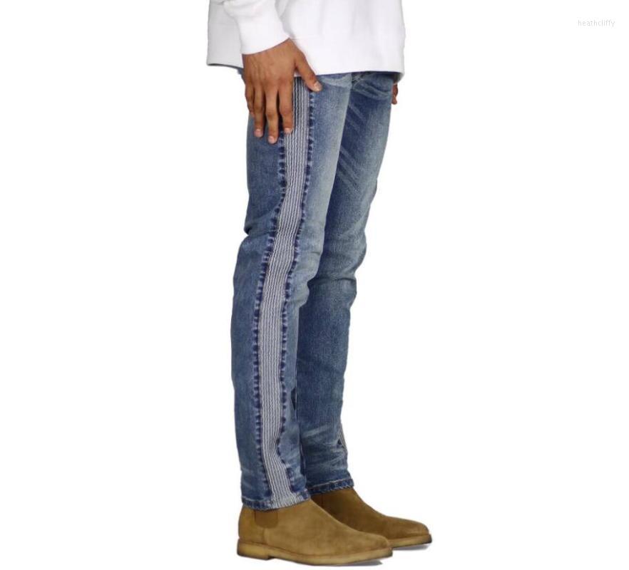 

Men's Jeans Men's Cotton Mix Spandex Skinny Elastic Denim Fashion Casual Side Stripe Hip Hop JeansMen's Heat22, Black