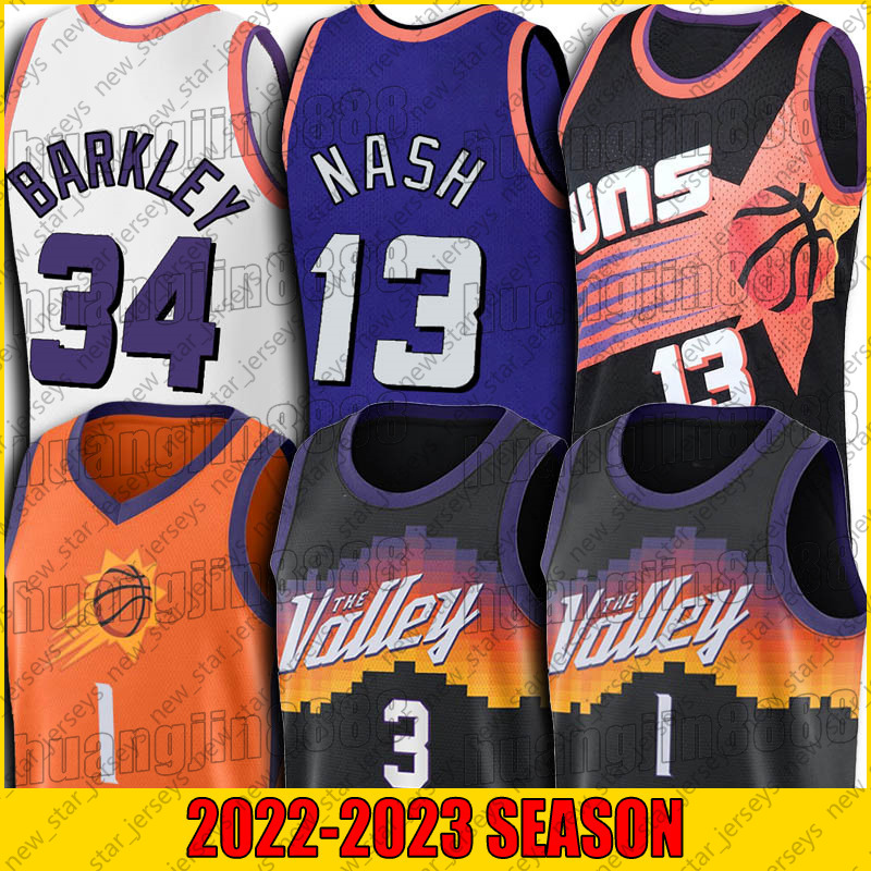 

Phoenixs Sun Basketball Jersey 3 13 34 Devin Booker DeAndre Ayton 2021 2022 New 1 22 Chris Paul Steve Nash Charles Barkley Gradient