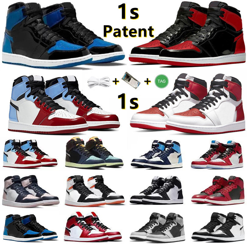 

Jumpman 1 1s Basketball Shoes Sneakers Rebellionaire Bred Patent Dark Mocha Marina Blue Bubble Gum Obsidian Shadow Royal Men Women Trainers, Color#15
