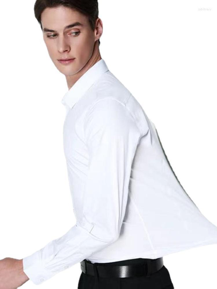 

Men's Dress Shirts Men White Shirt Long Sleeve Elastic Anti-wrinkle Regular Fit Formal Social Camisas Plus Large Size 8XL 7XL 6XL 5XLMen's S