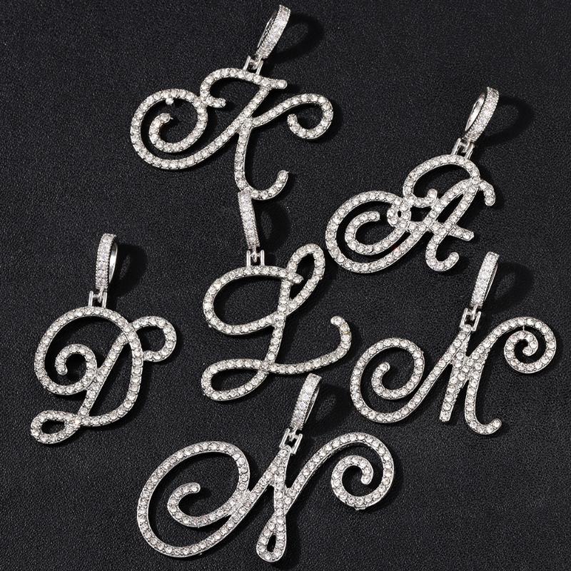 

Pendant Necklaces Iced Out A-Z Initial Letter Stainless Steel Necklace For Women Men Gold Silver Color Rope Chain Hip Hop Jewelry