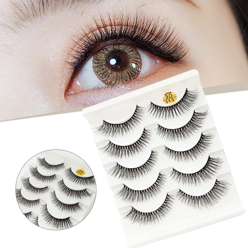 

False Eyelashes 5Pairs Eyelash Natural 3D Fluffy Extensions Soft Wispy Beauty Salon Supplies Effect Fake Lashes MH88False