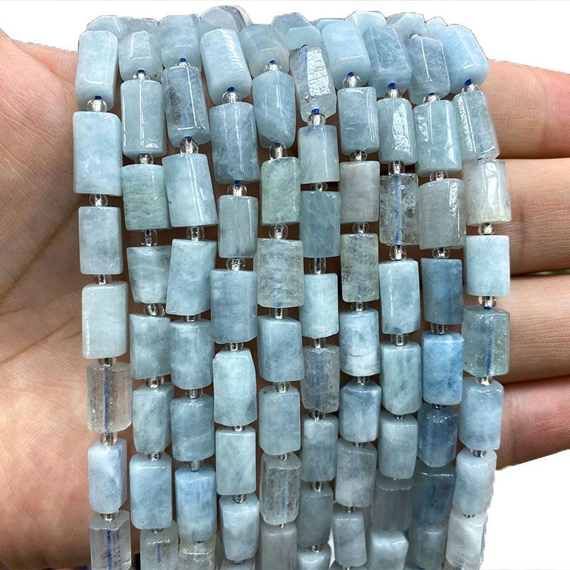 

Other 100% Natural Stone Blue Aquamarine Faceted Cylinder Spacer Beads For Jewelry Making DIY Bracelet Necklace 6 10MM 7.5''Other