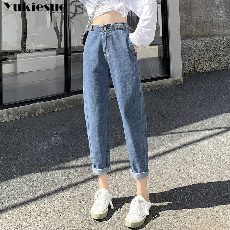 

Mom Jeans for women Harem woman Casual Denim Pants Boyfriends Femme Trousers Ripped Vintage Plus size 210608, Light blue