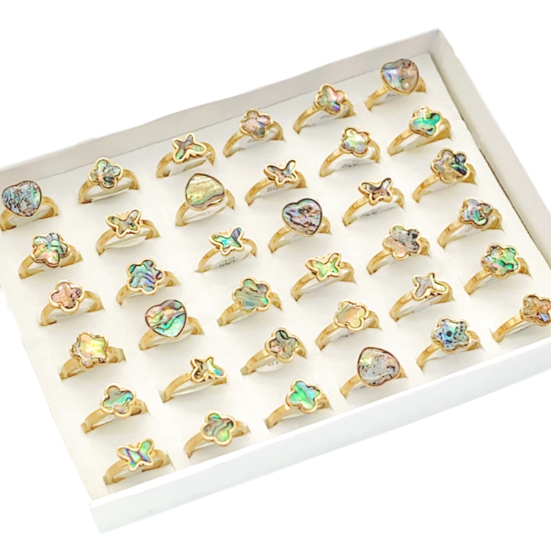 

wholesale 20pcs New Style Gold Shell Abalone Stainless steel Band Rings Mix For Lady Girls Charm Gifts Jewelry Lots