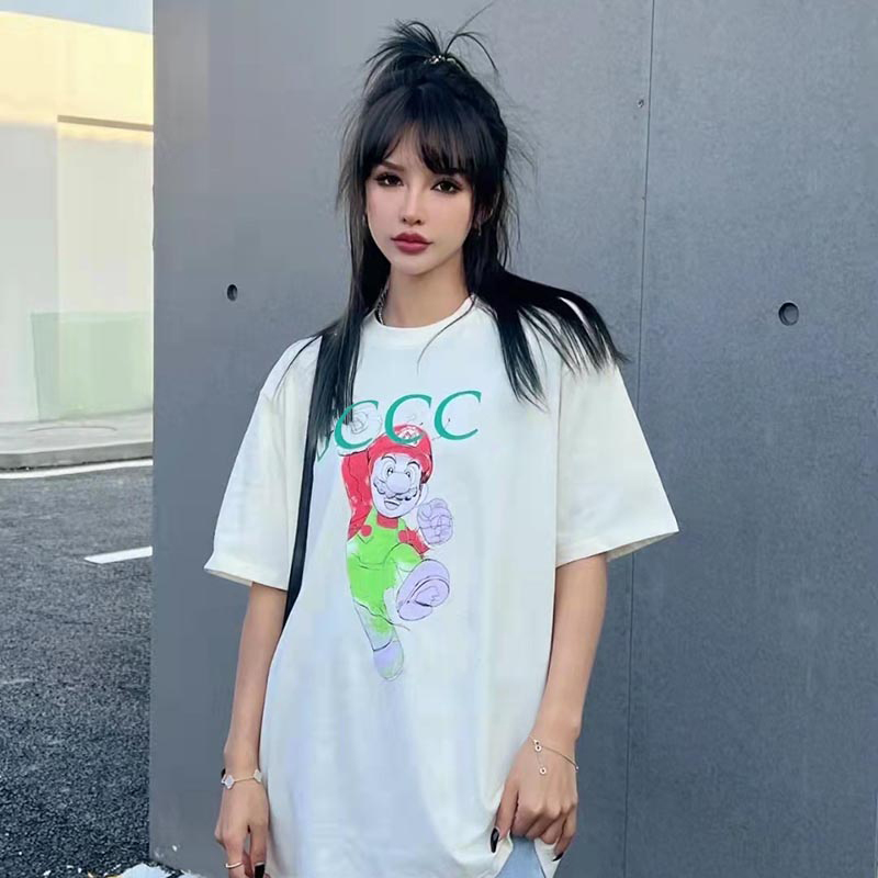 

Fashion Women's T-Shirt Cartoon Pictures Letter Logo Luxury Brand Short Sleeve Loose Round Neck Pullover 2022 New Summer Female's Clothing, Square towel
