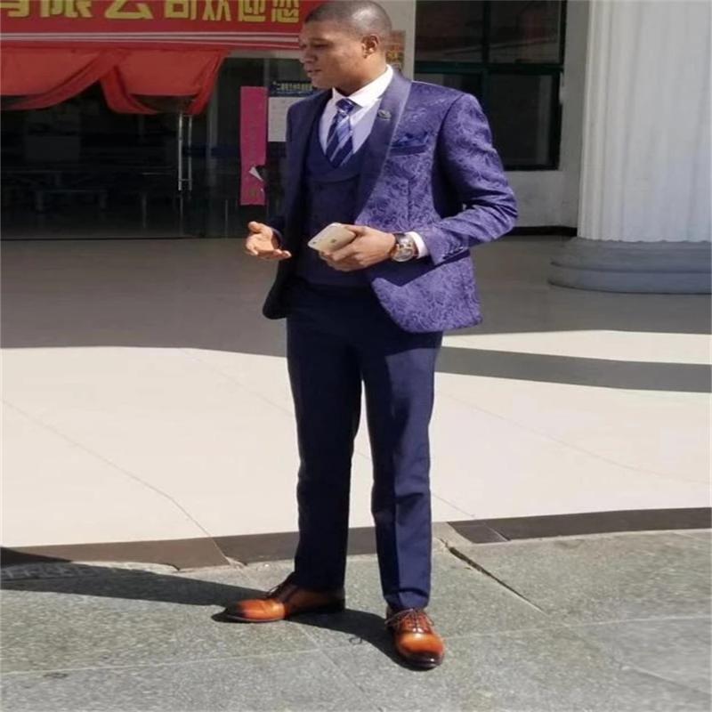 

Men's Suits & Blazers 2022 High-Quality Customized Purple Suit Shawl Lapel Single Button Tuxedo Groom Wedding 3 Piece (Coat + Vest Pants), Same as picture