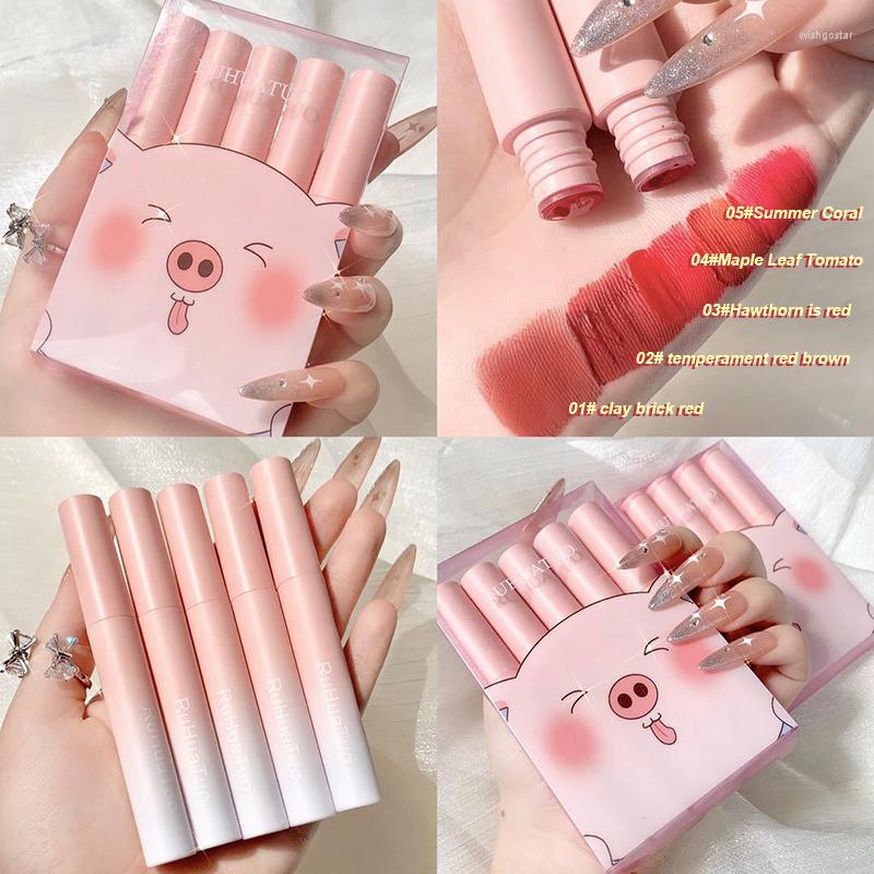 

Lip Gloss 5PCS/set Lipstick Glaze Set Moisturize Non-fading Non-stick Cup Lasting Matte Velvet White Lips MakeupLip