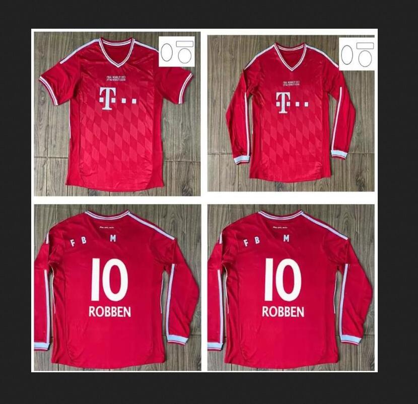 

2012 2013 BaYern retro soccer jerseys finals ROBBEN Mandzukic football shirts classic vintage 12 13 Ribery Gomez Schweinsteiger Muller Marti, 2013 finals with patches long sleeve