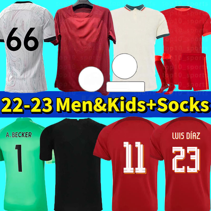 

2021 2022 2023 soccer jerseys Luis Diaz DIOGO J. ALEXANDER ARNOLD Carvalho goalkeeper A.BECKER ORIGI Fabinho Elliott 21 22 23 home Away football shirt Men kids kit, Colour 16