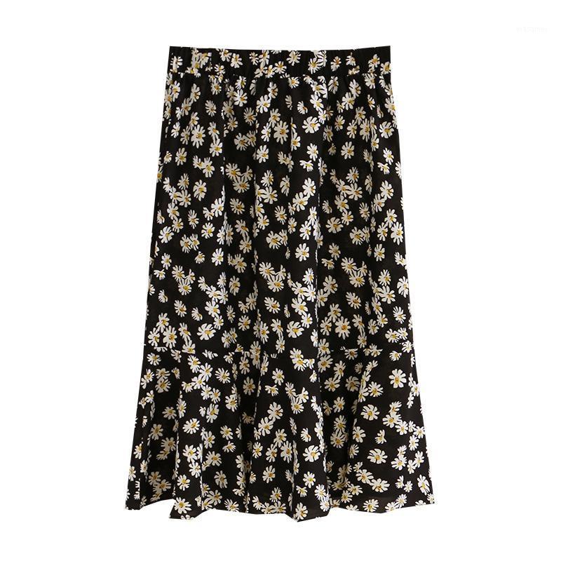 

Skirts Women Summer Skirt Lady Bottoms Female Daisy Trumpet Loose Fashion Plus Size Falda L7-669, Black