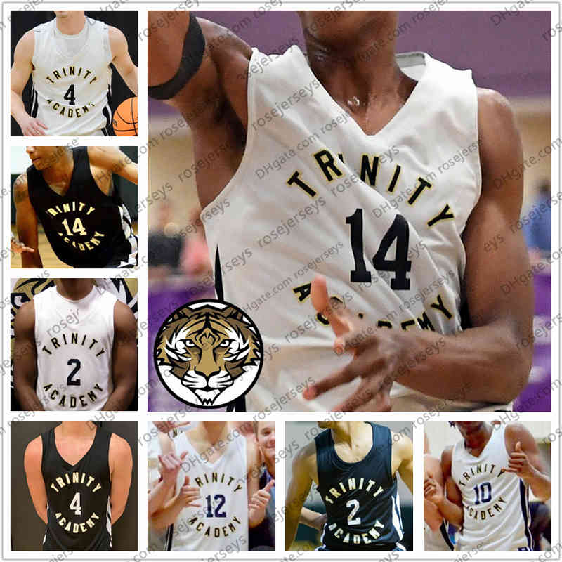 Aangepaste 2020 Trinity Academy Tigers Basketball #14 Jesaja Todd 4 Jake Bertolini-Felice 2 Tyler Gill High School Zwart Wit Mannen Jeugd Kid 4XL