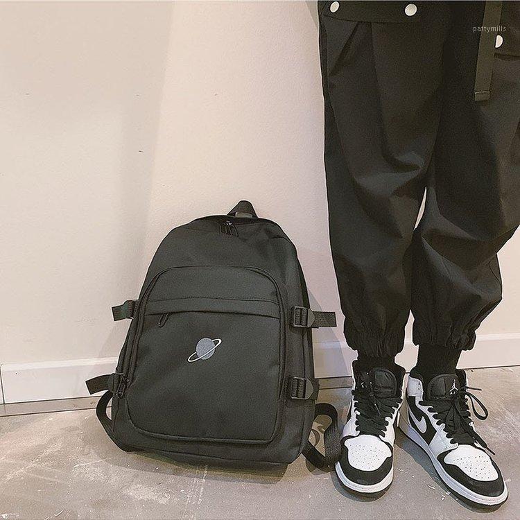 

Backpack Simple Printed Planet Student Bag Oxford Cloth Travel Multi-function Laptop Shoulder For Teenage Girls, Black