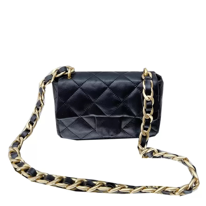 

2022 Spring Summer 20*13cm Mini Classic Flap Lambskin Bags Luxury Designer Quilted Black Orange Peach Lambs Crossbody Gold Metal Vanity Cosmetic Luxury Handbags, Box