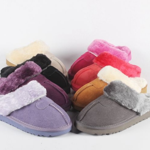 

2022 classic AUS 51250 Boots warm Cotton Slippers men and Women Slippers Cowhide Baotou dlippers Snow Boots, Fuchsia