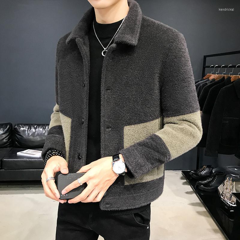

Men's Wool & Blends Fake Fur Jacket Men 2022 Autumn Winter Casual Business Trench Coat Slim Short Streetwear Overcoat Social Clothing Kend22, Black