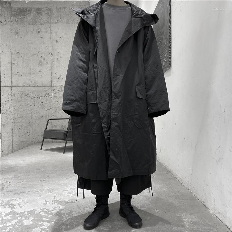 

Men' Trench Coats Medium And Long Cotton Windbreaker Yamamoto Dark Wind Large Couple' 2022 Winter Jacket Viol22, Black