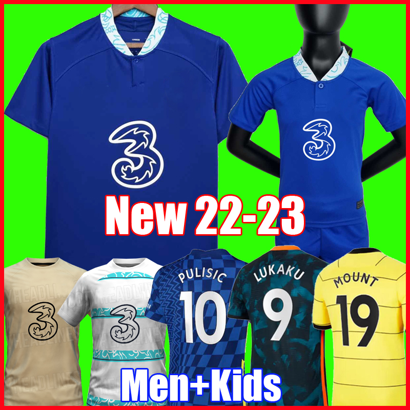 

21 22 23 Thailand LUKAKU Soccer Jerseys MOUNT WERNER HAVERTZ CHILWELL ZIYECH 2022 2023 PULISIC home blue away yellow Football Shirt KANTE Men Kids set Kits uniform 999, Kids away