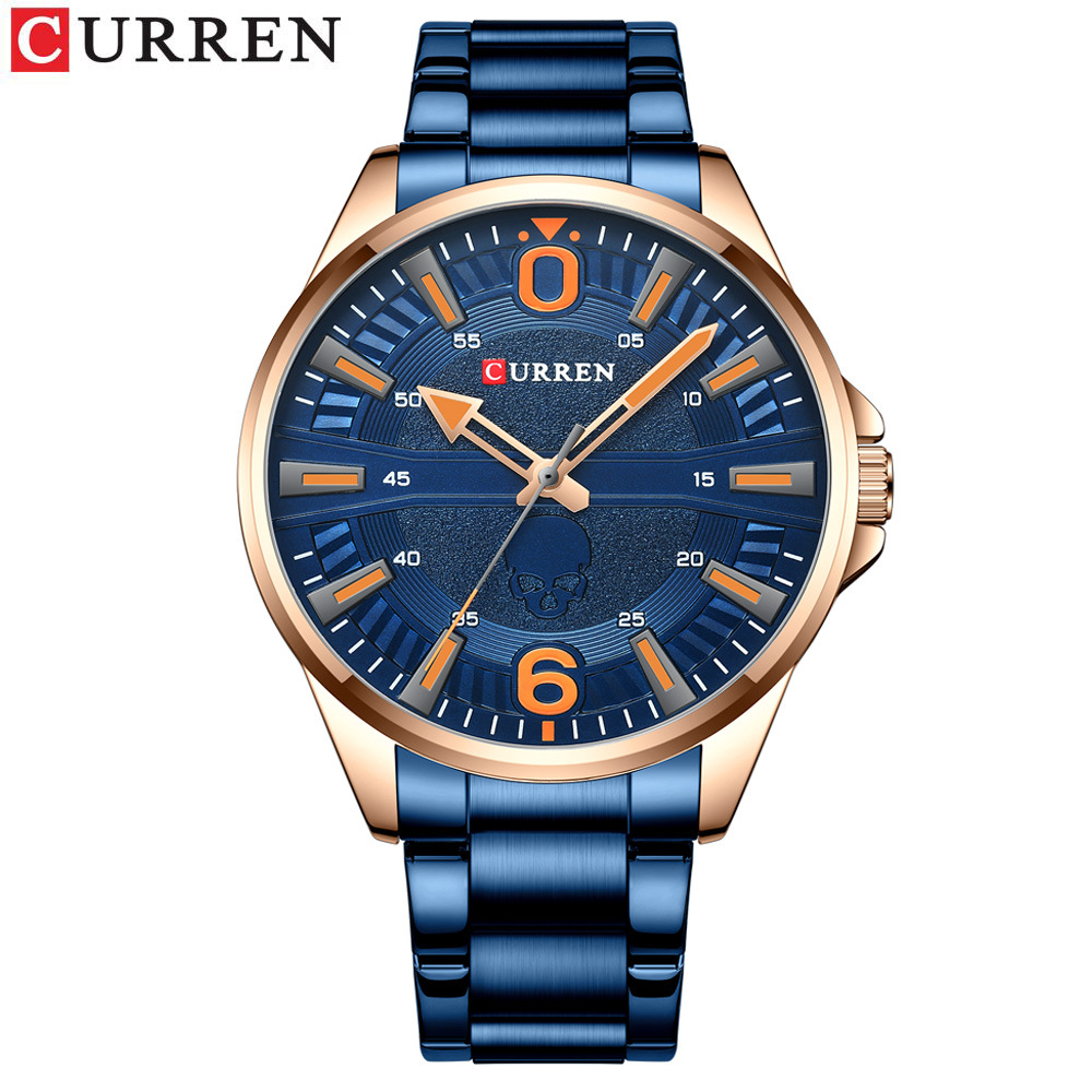 

Curren 8389 Men's Watch Fashion Steel Band Male Casual Watches Waterproof Quartz Men Wristwatch, Black rose