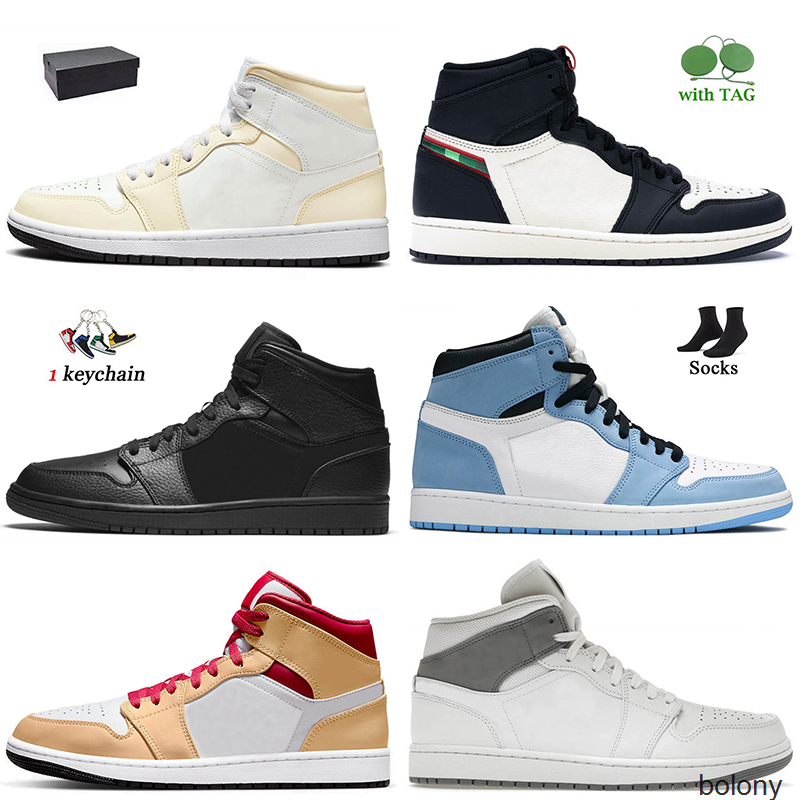 

OG 1 Basketball Shoes Top Quality Women Mens Jumpman 1s Coconut Milk Sports Illustrated Mid Triple Black University Blue Surfaces Patent, A60 36-46 high element black particle gr