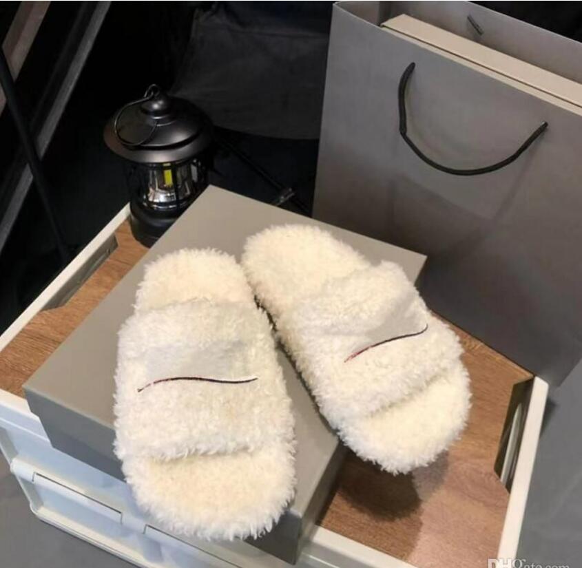 

Top Quality Wool Slippers Designer Womens Winter Slipper Ladies Fur Fluffy Slides Furry Warm letters Sandals Comfortable Girl Flip Flop Slipper, Not for individual sale